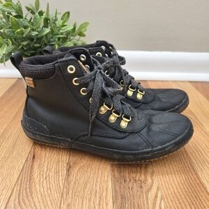 Keds Scout Water Resistant Black High-Top Sneakers with Gold Accents